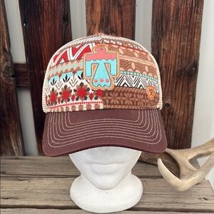 Brown and Multicolor Patterned Women's Cap